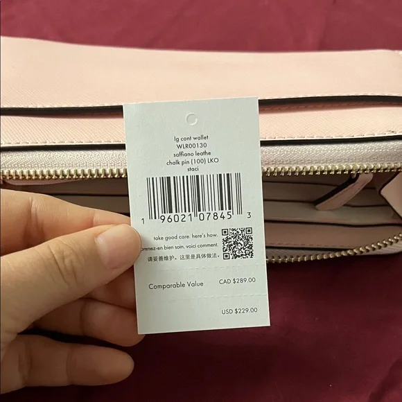 NWTs Kate Spade Soft Pink Large Zip Wallet - Picture 13 of 16